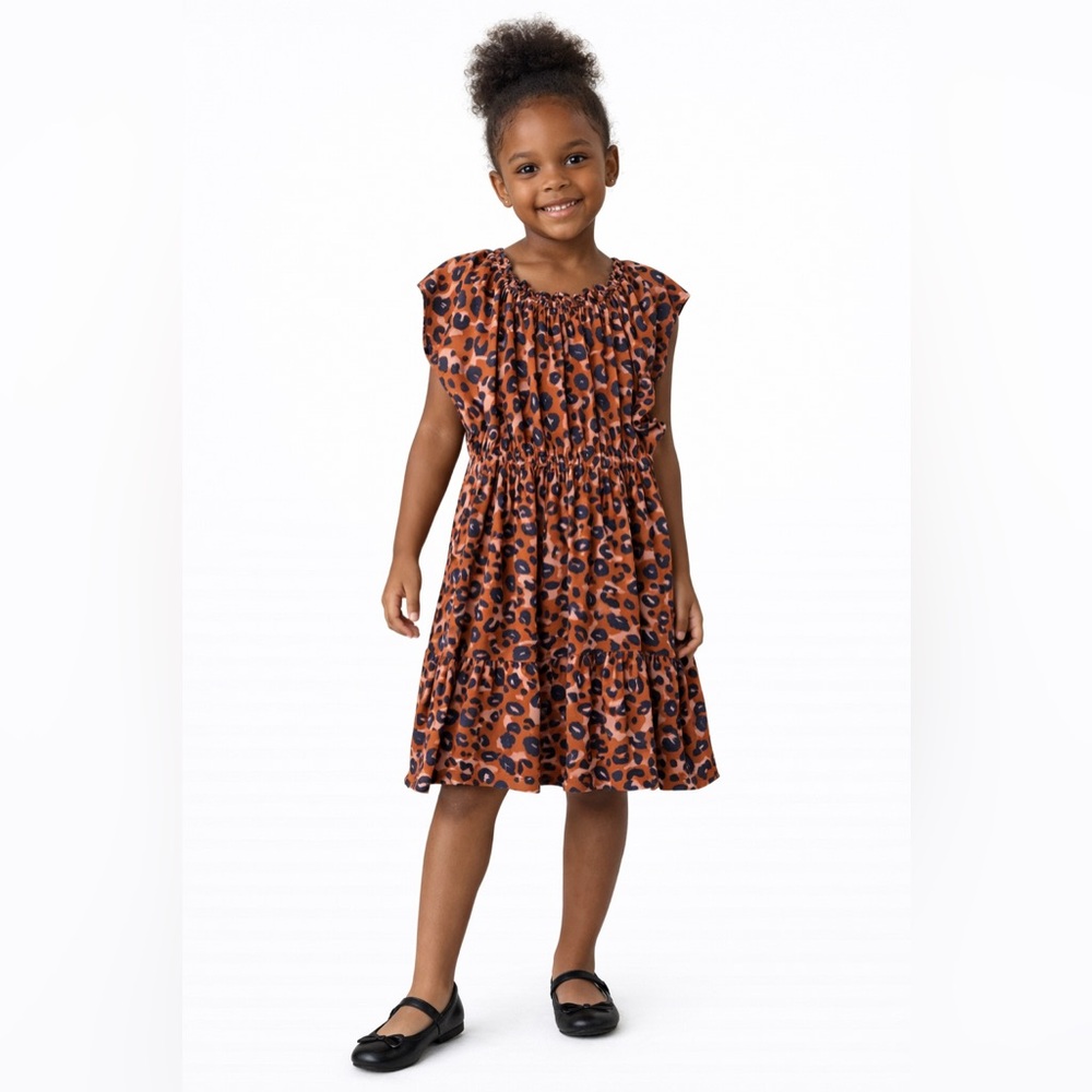 Cat and Jack Rust and Navy Leopard Dress. Size 6/6x. Great condition